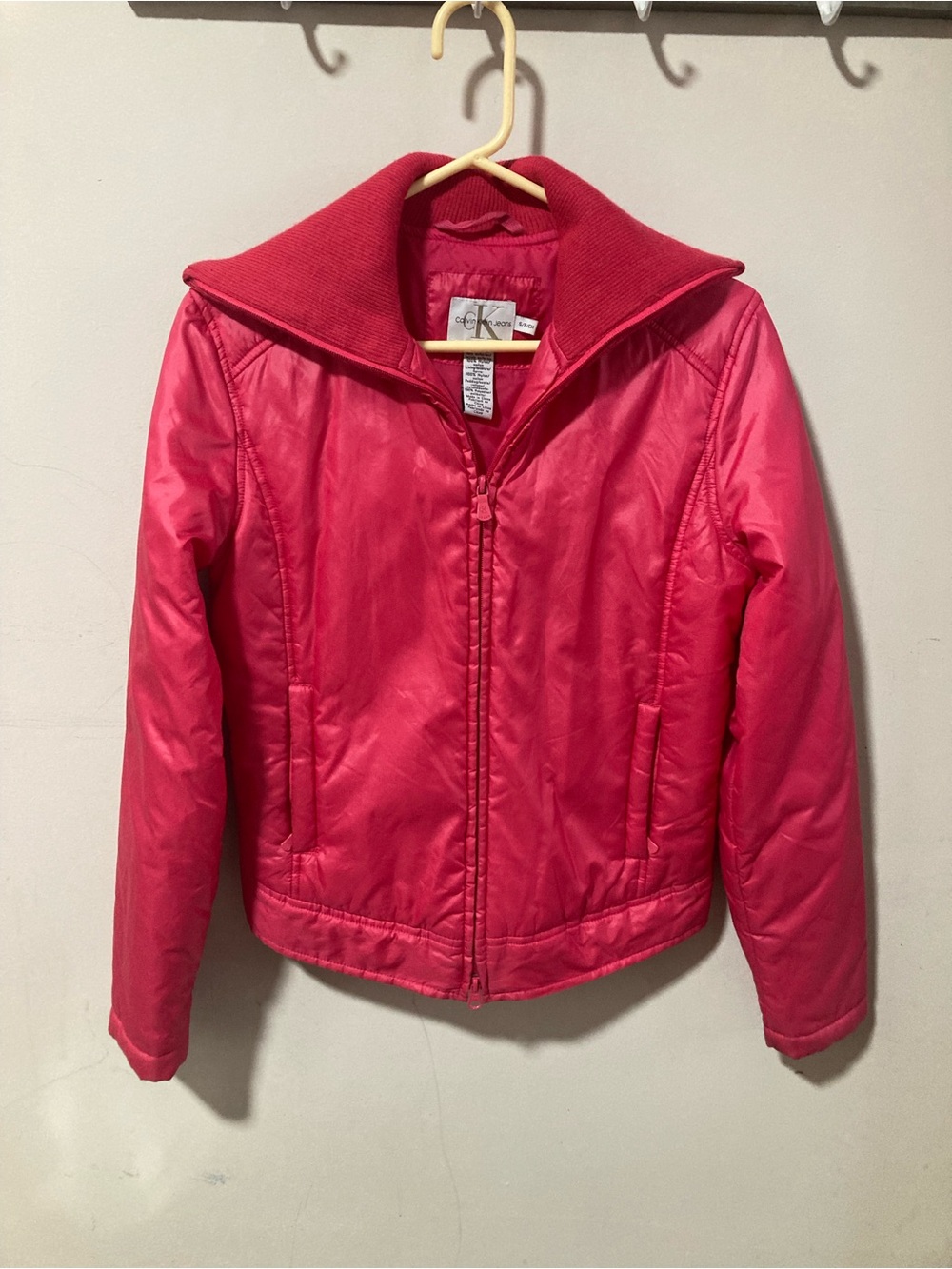 Calvin Klein Hot Pink Quilted Zip Jacket
